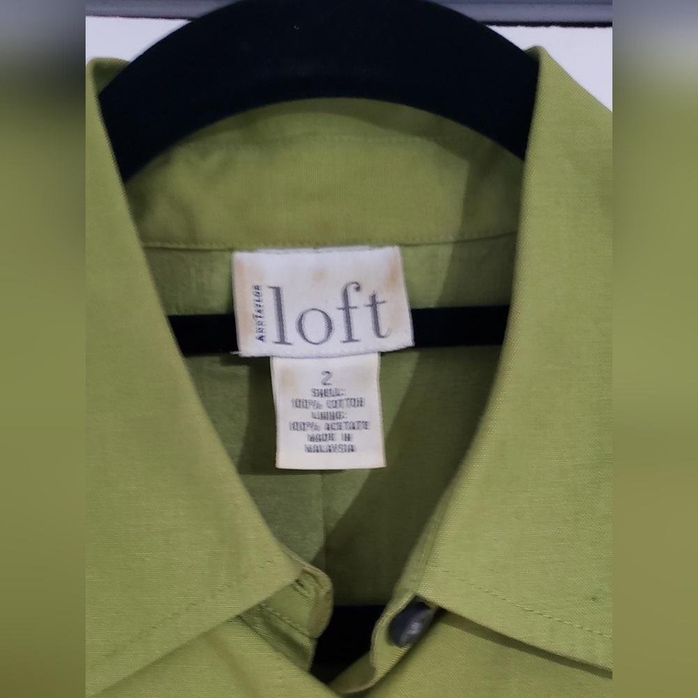Loft Size 2 Sleeveless Green Shirt Dress - Picture 7 of 9